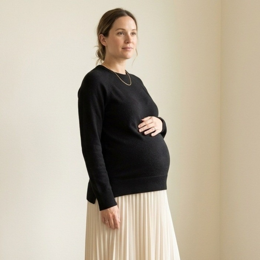 Hatch Womens Sweater 1 Small Black Raglan 100% Merino Wool Maternity Minimalist